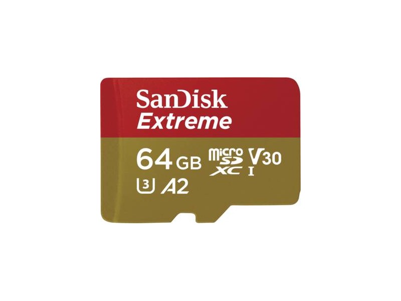 Extreme microSDXC 64GB 170MBs A2 C10 V30 UHS  SD Adapter